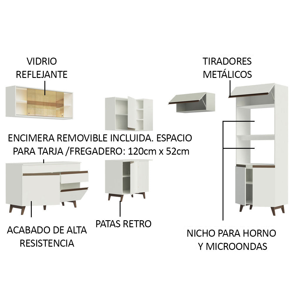 Combo completo de Cocina Esquinera 402 cm 10 Puertas 1 Cajón Blanco Reims Madesa 02