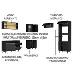 Combo completo de Cocina Esquinera 402 cm 10 Puertas 1 Cajón Negro Reims Madesa