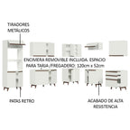 Combo completo de Cocina Esquinera 462 cm 13 Puertas 3 Cajones Blanco Reims Madesa