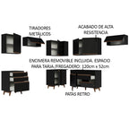 Combo completo de Cocina Esquinera 462 cm 9 Puertas 4 Cajones Negro Reims Madesa