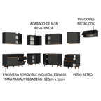Combo completo de Cocina Esquinera 512 cm 12 Puertas 4 Cajones Negro Reims Madesa