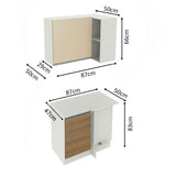 Kit Cocina Esquinera 100% MDF 2 Puertas y Nicho Marrón/Crema/Blanco Smart Madesa