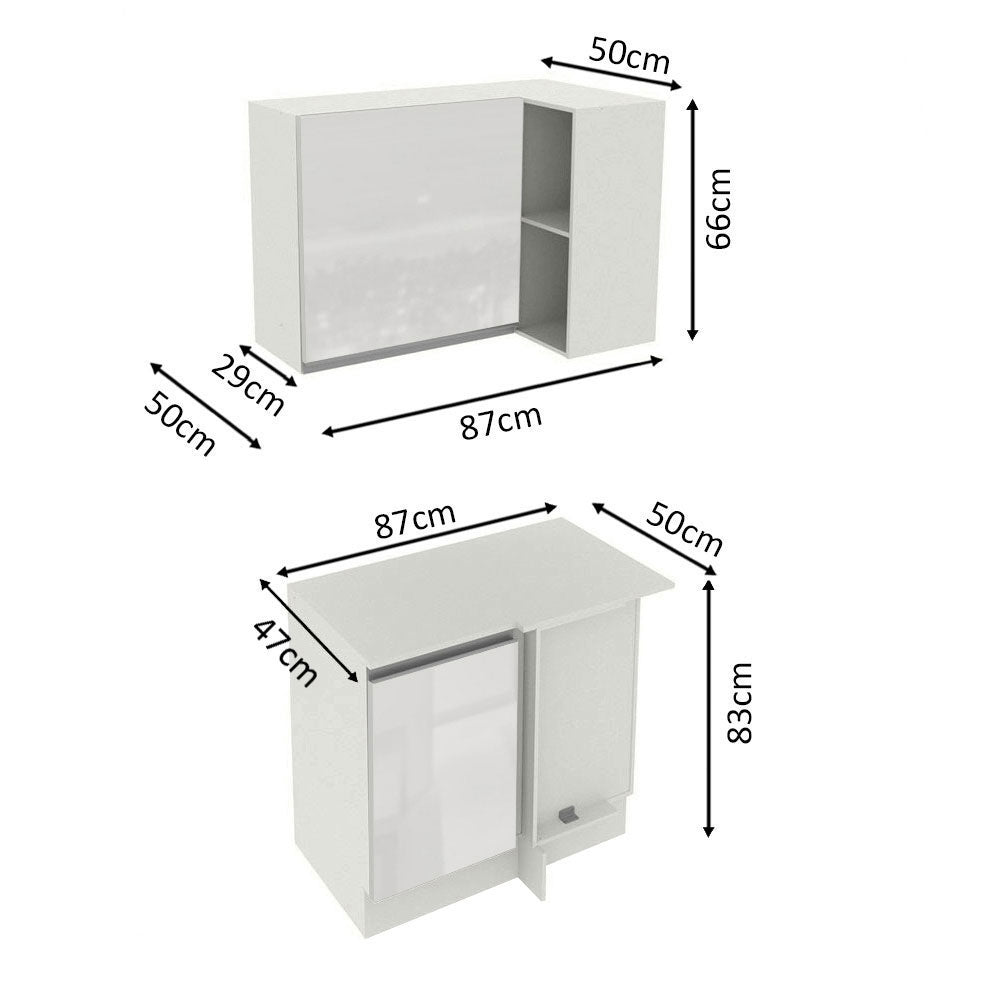 Combo de rincón Madesa Smart 100% MDF 2 Puertas y Nicho Puertas Blanco Brillante