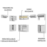 Combo completo de Cocina Esquinera Smart 100% MDF 447 cm 18 Puertas 2 Cajones (Con Mesada) Blanco Madesa