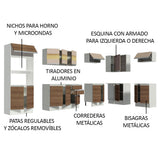 Combo Completo de Cocina Esquinera 100% MDF 448 cm Blanco/Marrón/Crema Smart Madesa 01