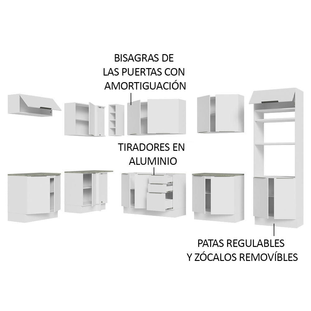 Combo Completo de Cocina Esquinera 499 cm Blanco Stella Madesa 01