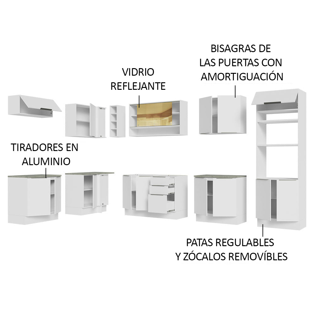 Combo Completo de Cocina Esquinera 499 cm Blanco Stella Madesa 02