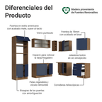 Combo completo de Cocina Esquinera 399 cm 10 Puertas 3 Cajones Sin Mesada Marrón/Azul Vik Madesa