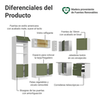 Combo completo de Cocina Esquinera 399 cm 10 Puertas 3 Cajones Sin Mesada Blanco/Verde Vik Madesa