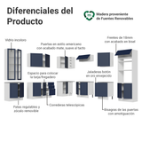 Combo completo de Cocina Esquinero 549 cm Blanco/Azul Vik Madesa 01