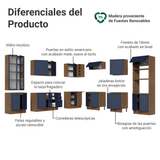 Combo completo de Cocina Esquinero 549 cm Marrón/Azul Vik Madesa 01