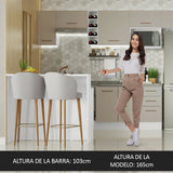 Isla de Cocina con Barra desayunador y Bajo Mesada 120 cm Blanco/Crema Agata Madesa