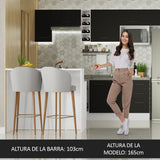 Isla de Cocina con Barra desayunador y Bajo Mesada 120 cm Blanco/Negro Agata Madesa
