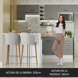 Isla de Cocina con Barra desayunador y Bajo Mesada 120 cm Blanco/Gris Agata Madesa