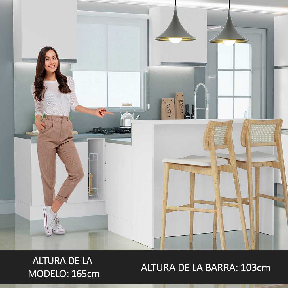 Isla de Cocina con Tapa y bajo mesada Madesa Glamy 120 Blanco