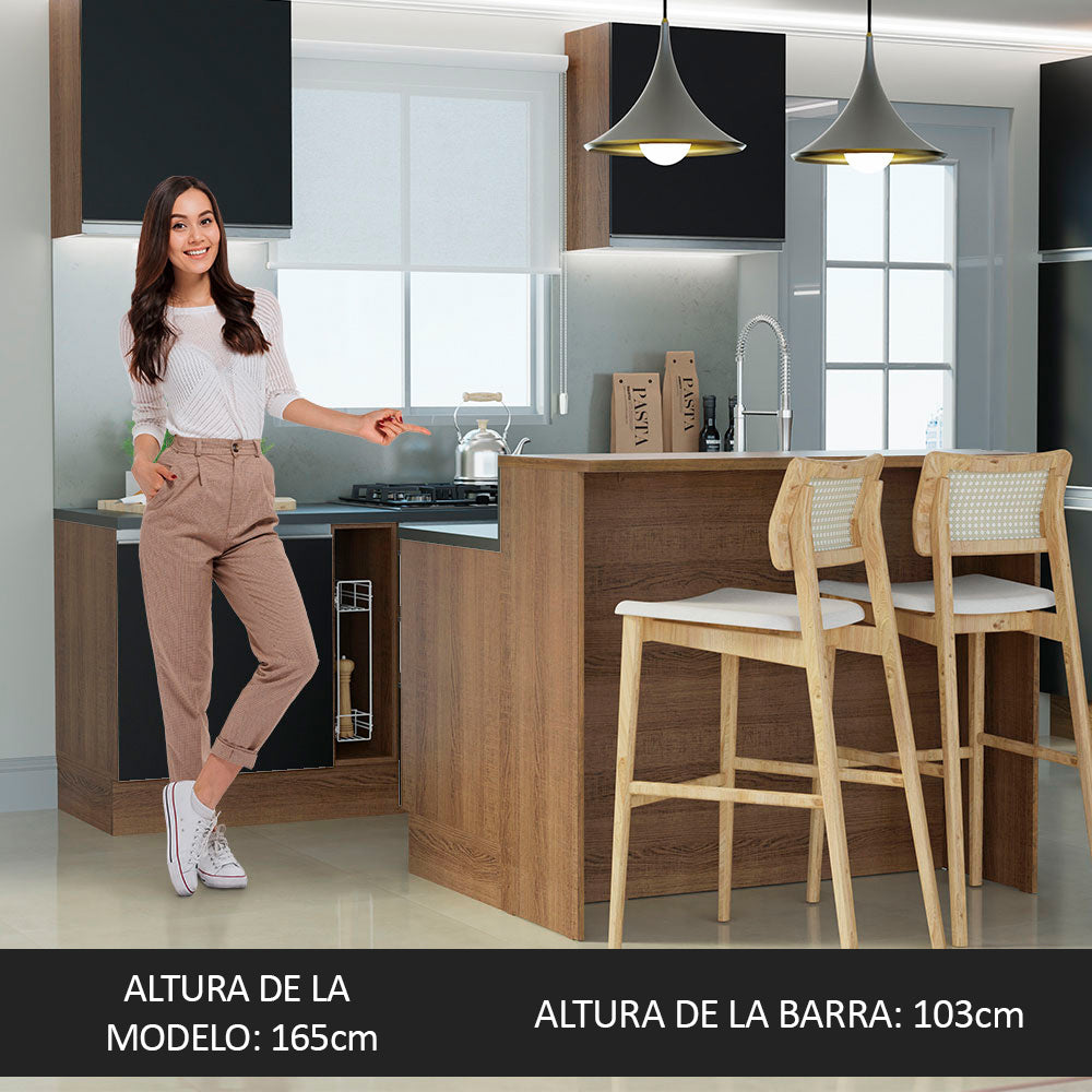 Isla de Cocina con Barra desayunador Madesa 120 Marrón/Negro