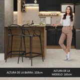 Isla de Cocina con Barra desayunador y Bajo mesada 120 cm Marrón/Negro Lux Madesa