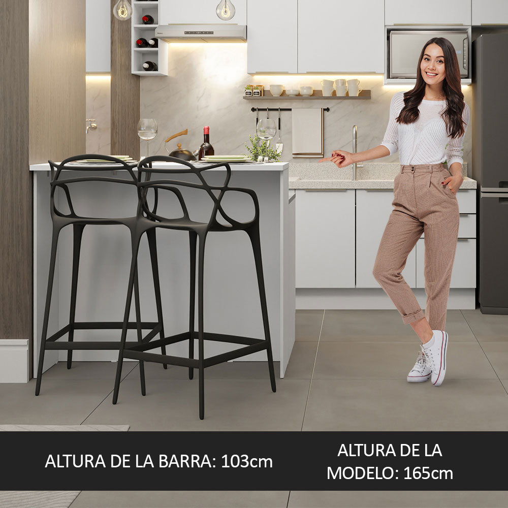 Isla de Cocina con Barra desayunador y Bajo Mesada 120 cm Blanco Lux Madesa