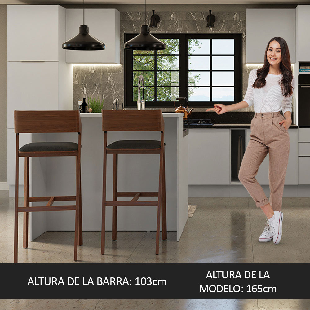 Isla de Cocina con Barra desayunador y Bajo Mesada 120 cm Blanco Stella Madesa
