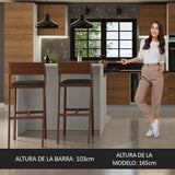 Isla de Cocina con Barra desayunador y Bajo Mesada 120 cm Blanco/Marrón Stella Madesa