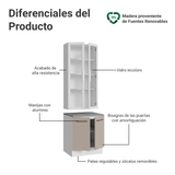 Kit Bajo Mesada + Cristalero 70cm Blanco/Crema Agata Madesa 02