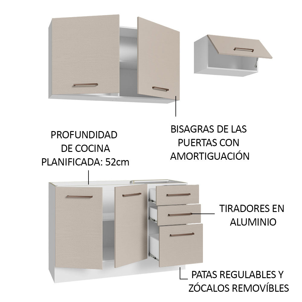 Combo de Cocina 180cm Blanco/Crema Agata Madesa 09