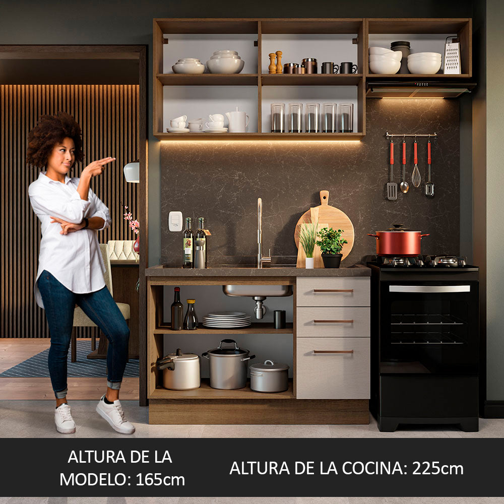 Combo de Cocina 180cm Marrón/Crema Agata Madesa 09
