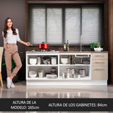 Kit Con 2 Bajo Mesada de Cocina com 3 Cajones y 4 Puertas (Sin Tapa Ni Bacha de acero inoxidable) Blanco/Crema Agata Madesa