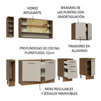 Kit Completo de Cocina 220 cm 7 Puertas 3 Cajones Sin Mesada Marrón/Crema Agata Madesa