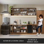 Kit Completo de Cocina 220 cm 7 Puertas 3 Cajones Sin Mesada Marrón/Negro Agata Madesa