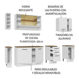 Combo completo de Cocina Madesa Agata 220 cm x 60 cm de fondo - Con Mesada Blanco 02