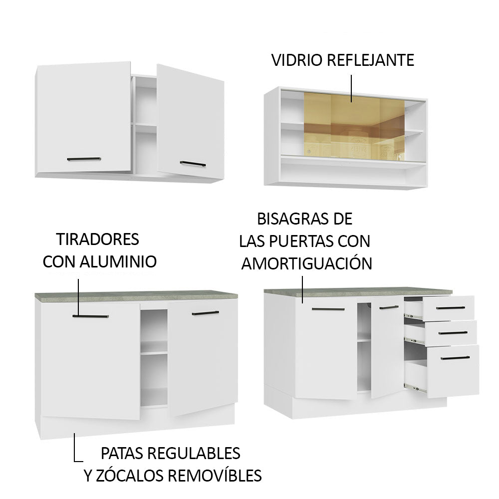Combo completo de Cocina 240cm Blanco 60cm de Profundidad Agata Madesa 01