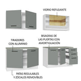 Combo completo de Cocina 240cm Blanco/Gris 60cm de Profundidad Agata Madesa 01