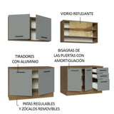 Combo completo de Cocina 240cm Marrón/Gris 60cm de Profundidad Agata Madesa 01