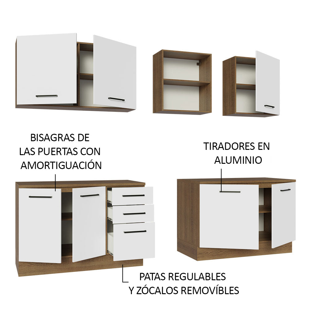 Combo completo de Cocina 240cm Marrón/Blanco 60cm de Profundidad Agata Madesa 02