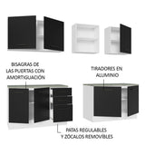 Combo Completo de Cocina 240 cm Blanco/Negro 60 cm de Profundidad Agata Madesa 02