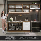 Combo completo de Cocina 260 cm 6 Puertas 3 Cajones Sin Mesada Marrón/Blanco Agata Madesa