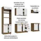 Combo completo de Cocina 270 cm 10 Puertas 3 Cajones Sin Mesada Marrón/Blanco Agata Madesa