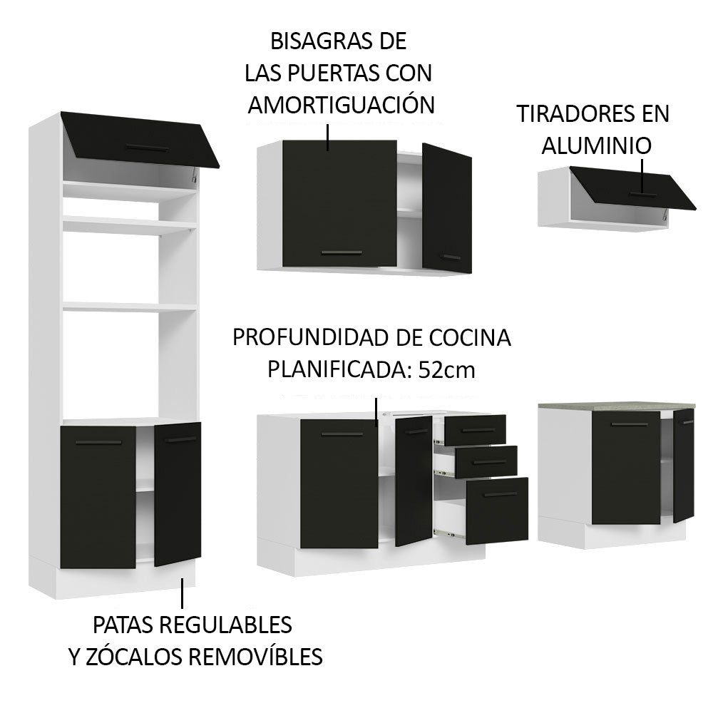 Combo de Cocina 270 cm Agata Blanco/Negro 01