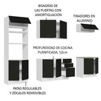 Combo completo de Cocina 270 cm 10 Puertas 3 Cajones Sin Mesada Blanco/Negro Agata Madesa