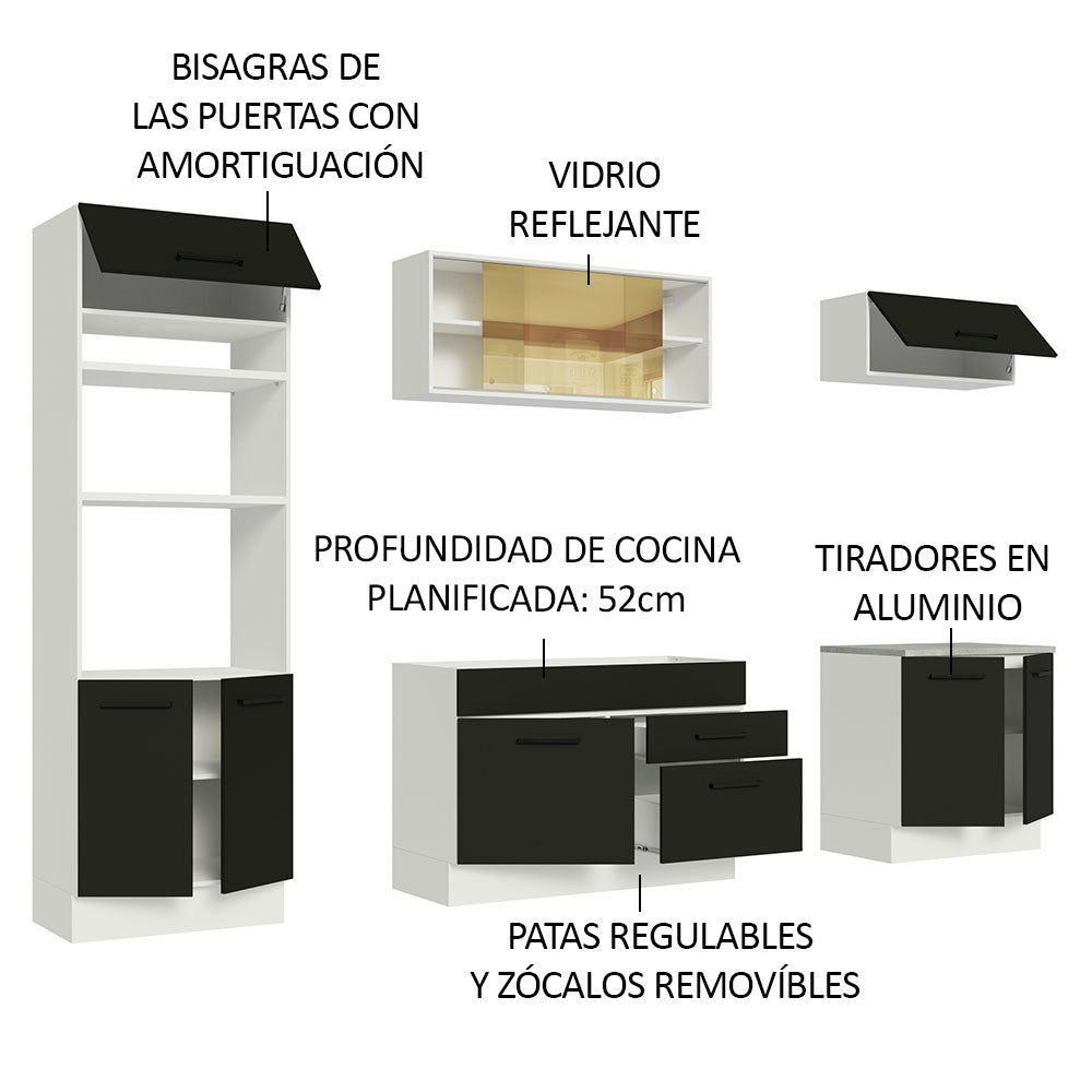 Combo de Cocina 270 cm Agata Blanco/Negro 03