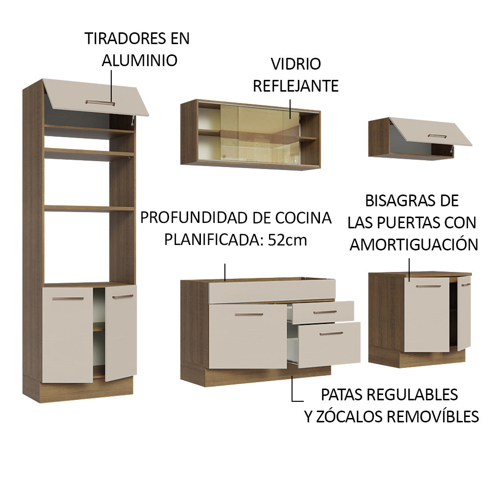 Combo de Cocina 270 cm Agata Marrón/Crema 03