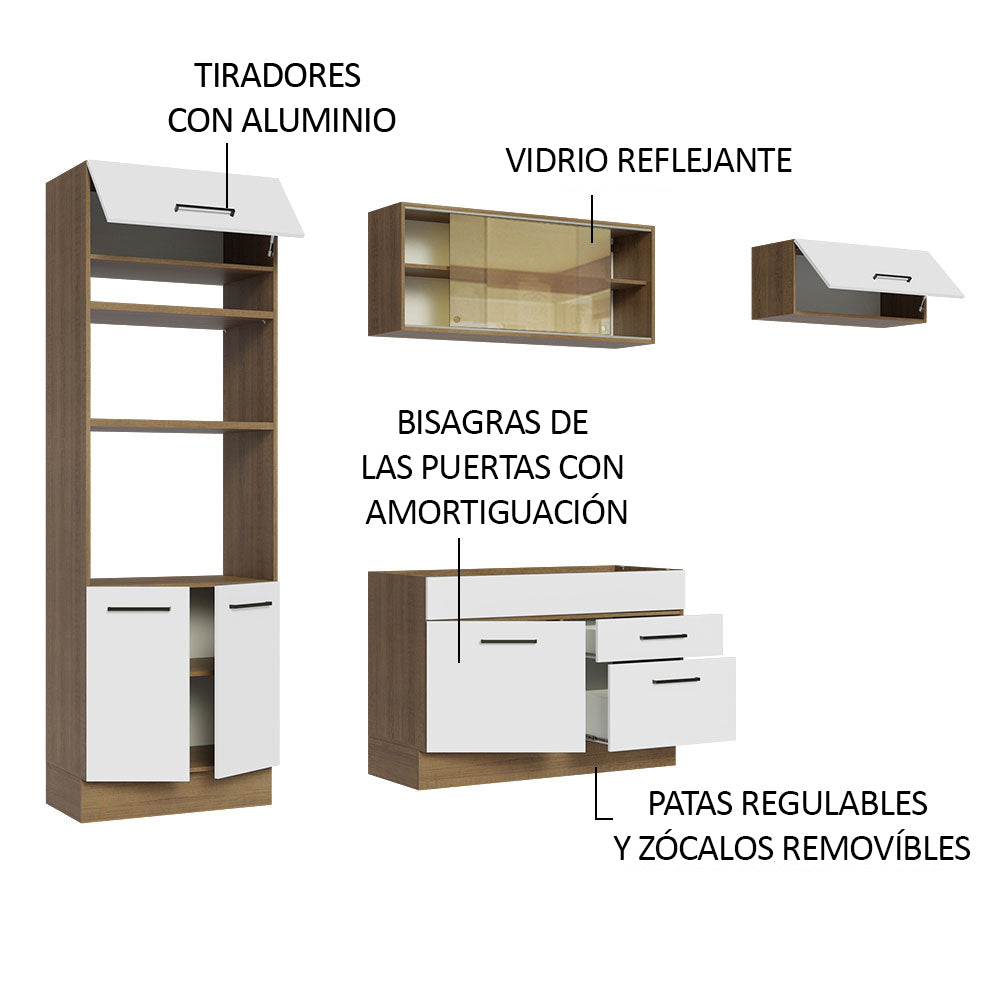 Combo completo de Cocina 270cm Marrón Blanco Agata Madesa 04
