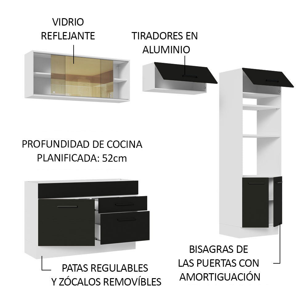 Combo de Cocina 270 cm Agata Blanco/Negro 05