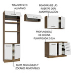 Combo completo de Cocina 270 cm 8 Puertas 3 Cajones Sin Mesada Marrón/Blanco Agata Madesa 07