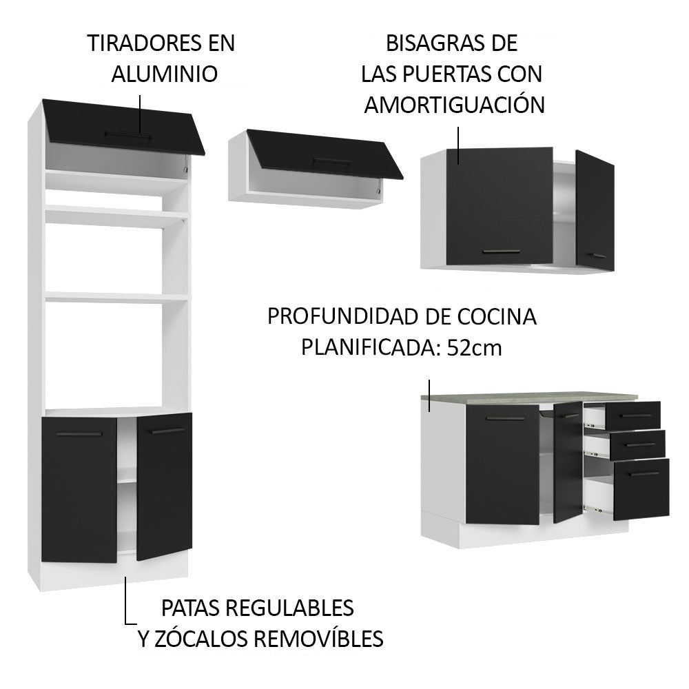 Combo de Cocina 270 cm Agata Blanco/Negro 07