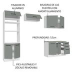 Combo completo de Cocina 270 cm 8 Puertas 3 Cajones Sin Mesada Blanco/Gris Agata Madesa 07