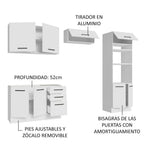 Combo completo de Cocina 270 cm 8 Puertas 3 Cajones Sin Mesada Blanco Agata Madesa 08