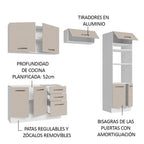 Combo completo de Cocina 270 cm 8 Puertas 3 Cajones Sin Mesada Blanco/Crema Agata Madesa 08