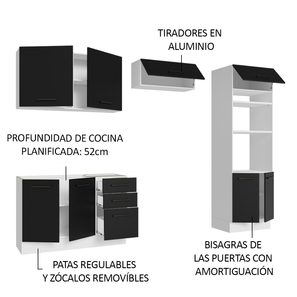 Combo de Cocina 270 cm Agata Blanco/Negro 08